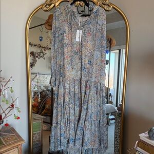 Free People Blue Floral Long Sleeve Dress